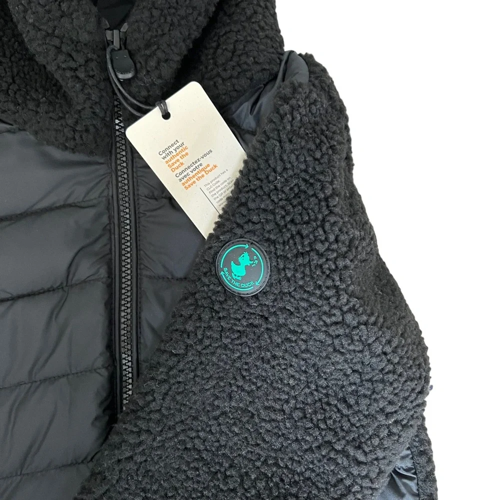 Save The Duck Derik Hooded Recycled Kids Winter Jacket Black Size 4 NWT Teddy